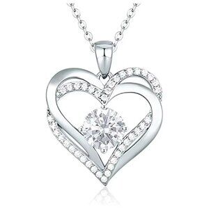 Heart Pendant Necklace Cubic Zirconia for Women Wedding Party Jewelry